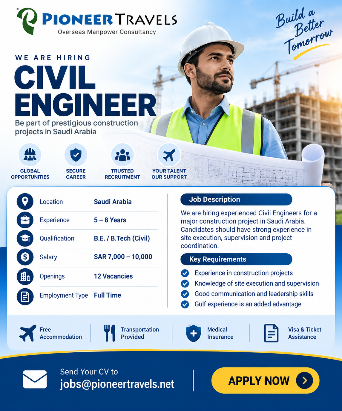 Civil Engineer vacancy in Saudi Arabia