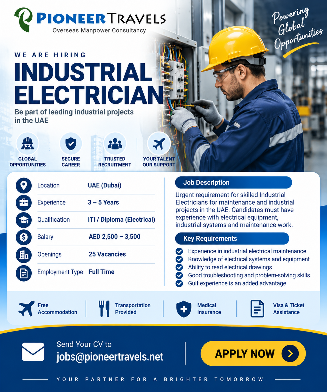 Industrial Electrician vacancy in UAE